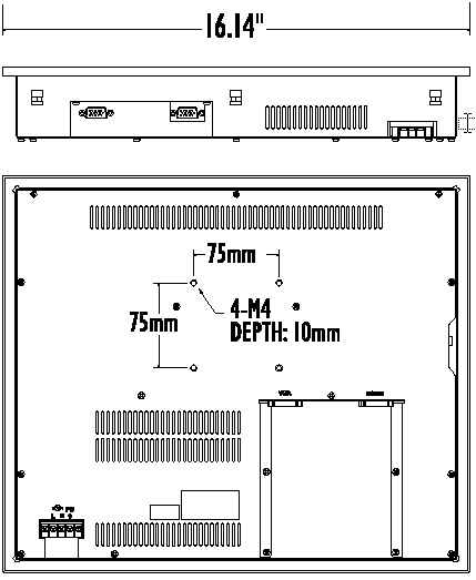 Industrial Touchscreen Back Dimensions